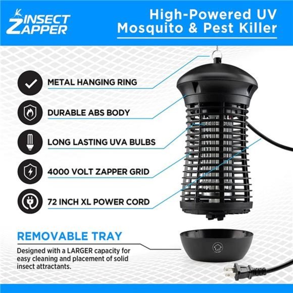 Bug Zapper Indoor Outdoor-4000V High Powered Electric Mosquito Zapper Home Patio - Picture 2 of 6